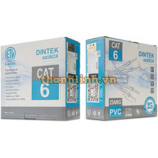 CAT.6A UTP, 4 pair for 10GB application, 23 AWG, 305m trên rulo nhựa, màu xám. Dintek 1101-06009