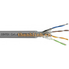 Cáp mạng CAT.6A S-FTP, 4 pair for 10GB application, 23 AWG, 305m Bọc nhôm chống nhiễu từng đôi, thêm lưới đồng ở ngoài - màu xám. Dintek 1105-06027