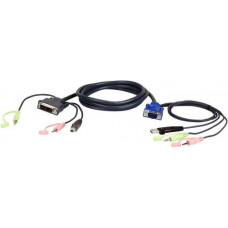 Cáp cho hệ thống KVM 1.8M USB DVI-A/VGA KVM Cable Aten 2L-7DX2U