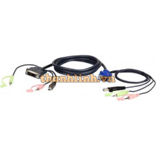 Cáp cho hệ thống KVM 3M USB DVI-A/VGA KVM Cable Aten 2L-7DX3U