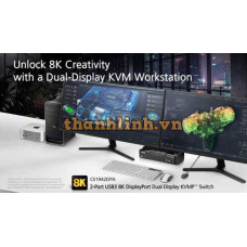 2-Port USB 3.0 8K DisplayPort Dual-Display KVMP™ Switch (Cables included) ATEN CS1942DPA