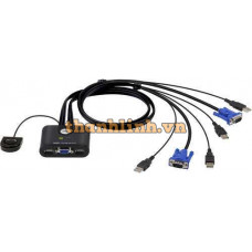 2-Port USB VGA Cable KVM Switch with Remote Port Selector ATEN CS22U