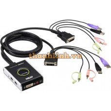 2-Port USB DVI/Audio Cable KVM Switch with Remote Port Selector ATEN CS682