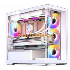 Vỏ case JONSBO D300 White ( MATX, Màu Trắng, Kính Cong)