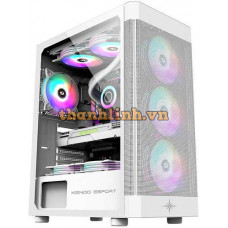 Vỏ case Máy Tính Kenoo ESPORT AF100 - 3F MESH WHITE ( ATX, Màu Trắng, 3 Fan RGB)