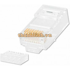Modular plug đầu RJ45 CAT.6, 3 prongs contact, 50u" Gold plated, 100pcs/bag, gồm 2 mảnh Dintek 1501-88028