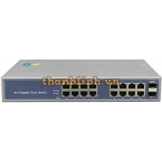 Bộ chuyển mạch kèm converter quang có POE 2 cổng SFP 16 cổng mạng Lan G-UES-2GX16GT-SFP