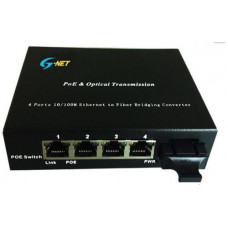 3 Ports RJ45 PoE Switch + 1 Port Quang SC 20Km dual fiber G-Net kênh HHD-121G/PGE-20AF
