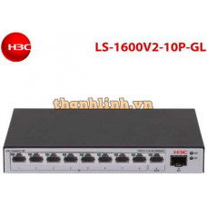 Bộ chia mạng H3C S1600V2-10P L2 với 9*10/100/1000BASE-T Ports and 1*100M/1G SFP Port, (AC) LS-1600V2-10P-GL