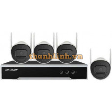 Bộ Kit IP Wi-Fi chuẩn H.265 1 đầu ghi 4 Kênh 4 camera WIFI Hikvision NK42W0H(D)