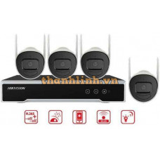 Bộ Kit IP 1 đầu ghi 4 camera Wi-Fi 4MP chuẩn H.265 Hikvision NK44W0H(D)