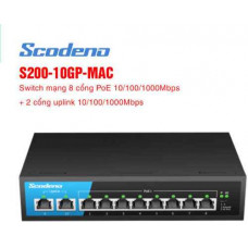 Switch mạng 10 cổng SCODENO S200-10GP-MAC