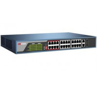 Thiết bị chuyển mạch 24 x 100M PoE port, 2 x 1000M combo port, 802.3af/at, PoE 370W Hikvision DS-3E0326P-E