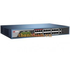 Thiết bị chuyển mạch 24 x 100M PoE port, 2 x 1000M combo port, 802.3af/at, PoE 370W Hikvision DS-3E0326P-E