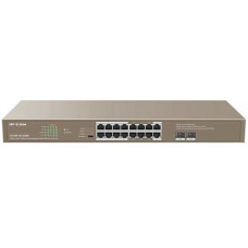 Switch mạng 16-Port Gigabit+2SFP Switch with 16-Port PoE, Built-in Marvell chip IP-Com G1118P-16-250W