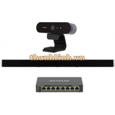 Bộ thiết bị hội nghị LogiSmall1 (Logitech Brio 4K + Shure Stem Wall + Switch POE)