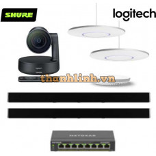Bộ thiết bị hội nghị LargeL1 (Logitech Rally, Shure Stem Ceiling, Wall, Hub và Switch POE)