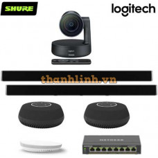 Bộ thiết bị hội nghị LargeL2 (Logitech Rally, Shure Stem Wall, Table, Hub và Switch POE)