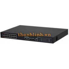 Switch PoE 20 port, có 16 port PoE và 4 port uplink All-Gigabit managed. KBVision KX-CSW16-2F2G-240