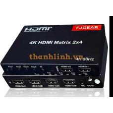 Bộ Chuyển Đổi HDMI Matrix 2-4 4K@60Hz Optical+Audio+Remote+Nguồn FJGEAR
