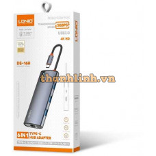 Hub Chia 4 Trong 1 Type-C -> HDMI + USB3.0 + LAN + PD LDNIO DS-16H