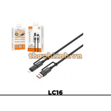 Cáp USB2.0/Type-C -> TypeC/Lightning Dài 1.2m Màu Đen LDNIO LC16