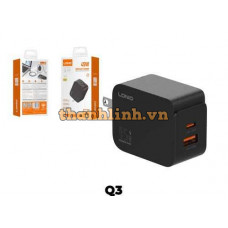 Cục Sạc 45W USB/Type-C Kèm Cáp Type-C Màu Đen LDNIO Q3