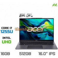 Laptop Acer Aspire Lite 16 AL16-51P-72S2 (i7-1255U, UHD Graphics, RAM 16GB DDR5, SSD 512GB, 16 Inch IPS FHD+ 60Hz, Win 11)