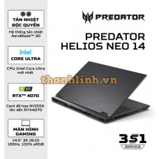 Laptop Acer Predator Helios Neo 14 PHN14-51-96HG NH.QRNSV.001 (Intel Core U9 185H | RTX 4070 | 32GB | 1TB | | 14.5 inch WQXGA | Win 11 | Đen)