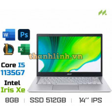 Laptop Acer Aspire 5 A514-54-5127 NX.A28SV.007 (i5-1135G7, Iris Xe Graphics, Ram 8GB DDR4, SSD 512GB, 14 Inch IPS FHD/SILVER)