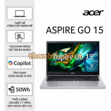 Laptop Acer Aspire Go 15 AG15-31P-32U6 NX.KRPSV.002 (Core i3-N305 | 8GB | 512GB | Intel® UHD Graphics | 15.6 inch IPS FHD | Win 11 | Bạc)