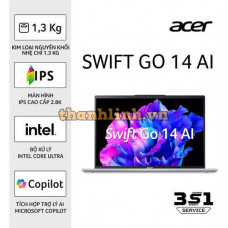 Laptop Acer Swift Go SFG14-73-71ZX NX.KSLSV.002 (Intel Core Ultra 7 155H | 16 GB | 512GB | Intel Arc | 14 inch 2.8K | Win 11 | Bạc)