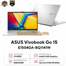 Laptop Asus Vivobook Go 15 E1504GA-BQ1141W (Intel Core i3-N305 | 8GB | 256GB | Intel UHD | 15.6 inch FHD 60Hz | Win 11 | Bạc)