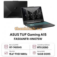 Laptop ASUS TUF Gaming A15 FA506NFR-HN075W (AMD Ryzen 7 7435HS | RTX 2050 4GB |16GB | 512GB | 15.6 inch FHD 144Hz | Win 11 | Đen)