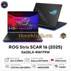 Laptop Asus Gaming ROG Strix G635LX-RW179W (U9 275HX/64GB RAM/4TB SSD/16 WQXGA 240hz/RTX 5090 24GB/Win11/Đen/Chuột/Balo)