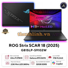 Laptop ASUS ROG Strix G18 G815LP-S9102W (Intel Core Ultra 9 Processor 275HX | RTX 5070 8GB | 18 inch 2.5K 240Hz | 32GB | 1TB | Win 11)