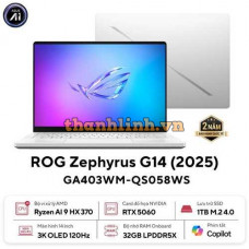 Laptop ASUS ROG Zephyrus G14 GA403 Ryzen AI 9 GA403WM-QS058WS (AMD Ryzen AI 9 HX 370 | RTX 5060 | 14 inch 3K OLED | 32GB | 1TB | Windows 11 Home + Microsoft Office Home 2024 + Microsoft 365 Basic | Trắng)