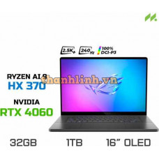 Laptop Gaming Asus ROG Zephyrus G16 GA605WV-QR146WS (Ryzen AI 9 HX 370, RTX 4060 8GB, RAM 32GB LPDDR5X, SSD 1TB, 16 Inch OLED 2.5K 240Hz 100% DCI-P3, Win 11)