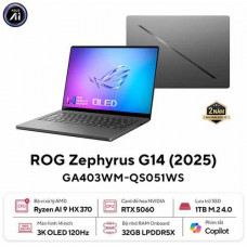 Laptop Asus Gaming ROG Zephyrus G14 GA403WM-QS051WS (AMD Ryzen AI 9 HX 370 | RTX 5060 8GB | 14 inch 3K OLED 120Hz | 32GB | 1TB | Win 11 | Office | Xám)