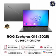 Laptop Asus Gaming ROG Zephyrus G16 GU605CR-QR107W (Intel Core Ultra 9 285H | RTX 5070 Ti | 16 inch WQXGA 240Hz | 32GB | 1TB | Win 11 | Xám)