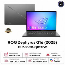 Laptop Asus Gaming ROG Zephyrus G16 GU605CR-QR137W (Intel Core Ultra 9 285H | RTX 5070 Ti | 16 inch 2.5K OLED 240Hz| 32GB | 1TB | Win 11 | Xám)