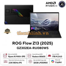 Laptop Asus Gaming ROG Flow GZ302EA-RU080WS (Ryzen AI Max+395/32GB RAM/1TB SSD/13.4 WQXGAT 180Hz/Win11+Office/Đen/Túi/Tai nghe/Chuột)