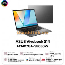Laptop Asus Vivobook S14 M3407GA-SF030W (AI 7 445/ 16GB/ 512GB SSD/ 14 inch WUXGA/ 60HZ/ Win11/ Gray/ Vỏ nhôm)