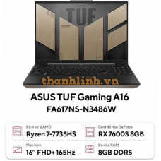 Laptop ASUS TUF Gaming A16 FA617NS-N3486W (AMD Ryzen 7-7735HS | 8GB | 512GB | RX 7600S 8GB | 16 inch FHD+ | Win 11 | Vàng)
