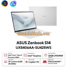 Laptop ASUS Zenbook S 14 UX5406AA-SU425WS (Intel Core Ultra 9 Processor 386H | 14 inch 3K OLED | 32GB | 1TB | Win 11 | Office)
