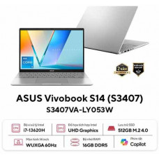 Laptop ASUS Vivobook S14 S3407VA-LY053W (Intel Core i7-13620H | 16GB | 512GB | Intel UHD | 14 inch WUXGA | Win 11 | Bạc)