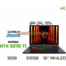 Laptop Gaming MSI Vector 16 HX AI A2XWHG-010VN (Ultra 7 255HX, RTX 5070 Ti GDDR7 12GB, SSD 512GB, 16 Inch IPS QHD+ 240Hz, 100% DCI-P3)