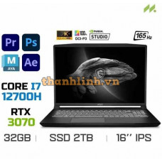 Laptop MSI Creator Z16P B12UGST-044VN (i7-12700H, RTX 3070 Ti 8GB, Ram 32GB DDR5, SSD 2TB, 16 Inch IPS 165Hz QHD TouchScreen)
