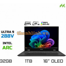 Laptop MSI Prestige 16 AI+ Evo B2VMG-016VN (Ultra 9 288V, Arc Graphics, RAM 32GB LPDDR5X, SSD 1TB, 16 Inch OLED UHD+ 60Hz 100% DCI-P3)