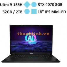 Laptop gaming MSI Stealth 18 AI Studio A1VGG-008VN (Ultra 9 185H/RAM 32GB/GeForce RTX 4070/2TB SSD/ Windows 11)